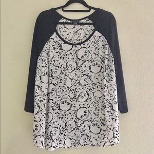 Torrid 3/4 Sleeve Skull Print Raglan Tee
